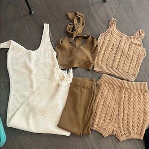 Cozy Knit Set Trio in Cream & Camel